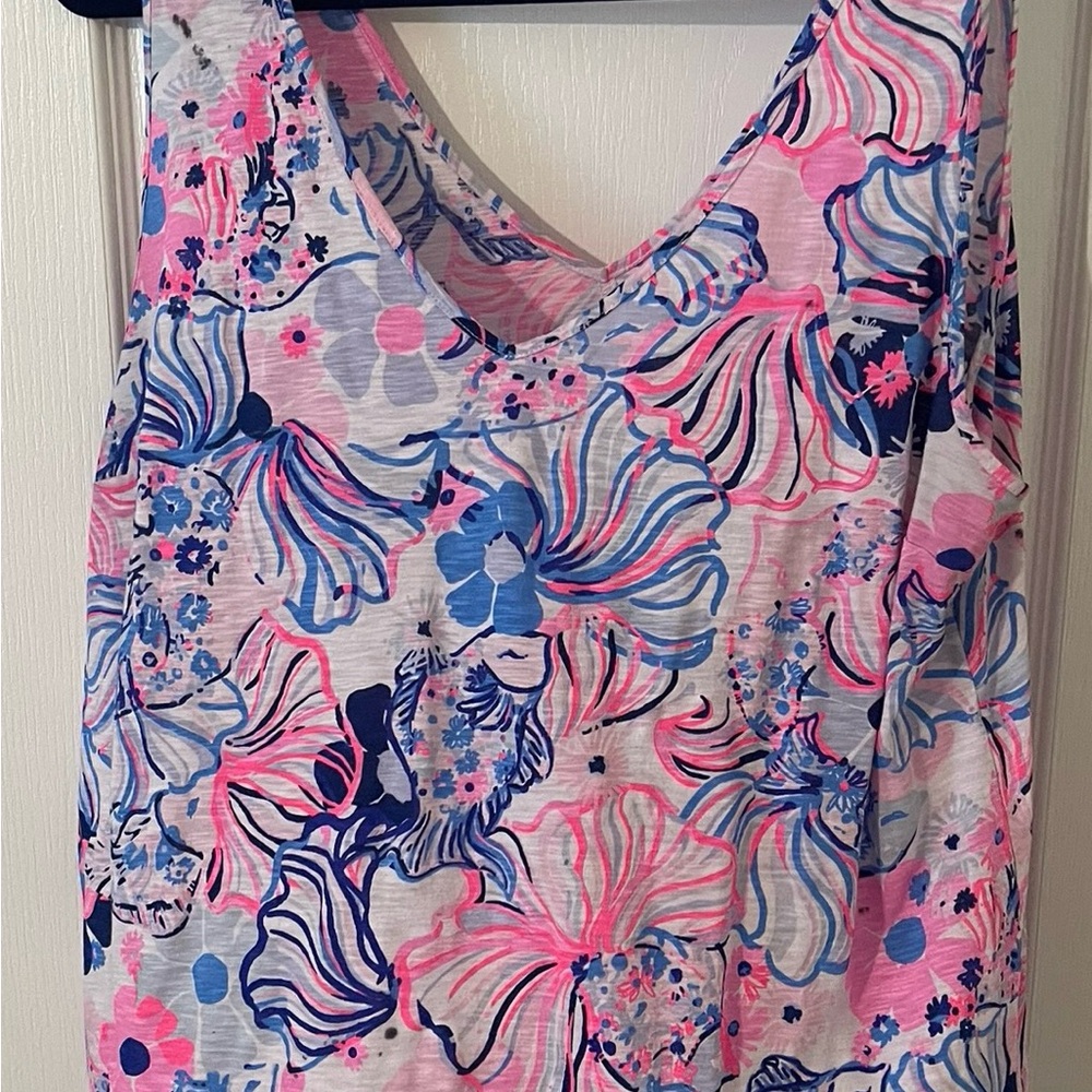 Lilly Pulitzer Pink and Blue Floral Tank Top